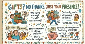 funny ways to say no gifts,