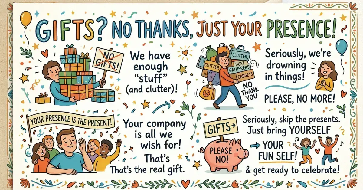 funny ways to say no gifts,